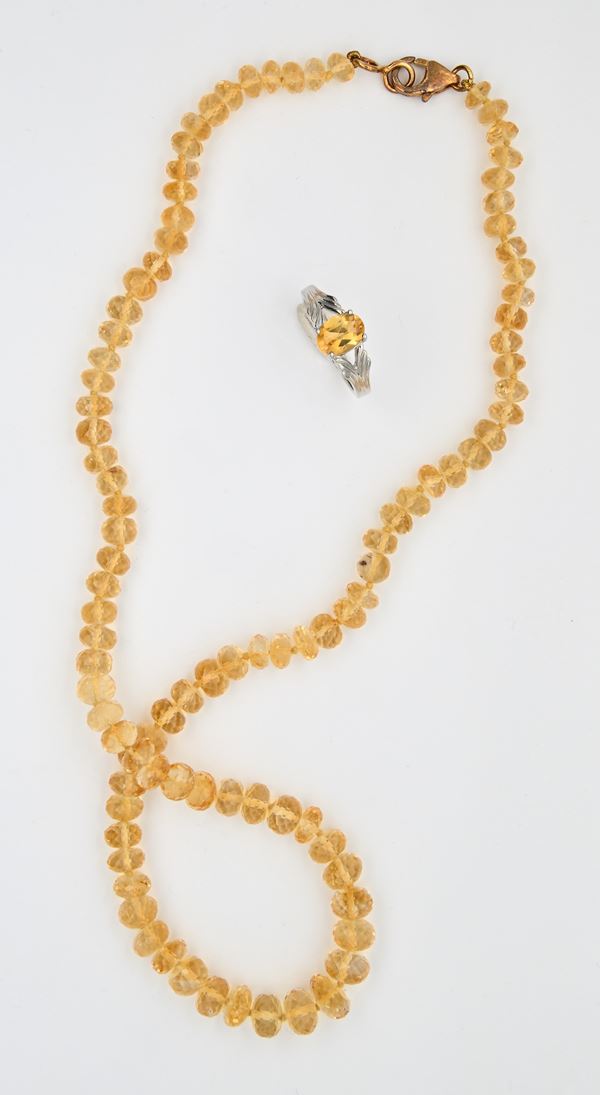 Collana ed anello in quarzi ed argento