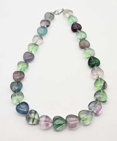 Collana in argento 925 con fluorite a taglio cuore
