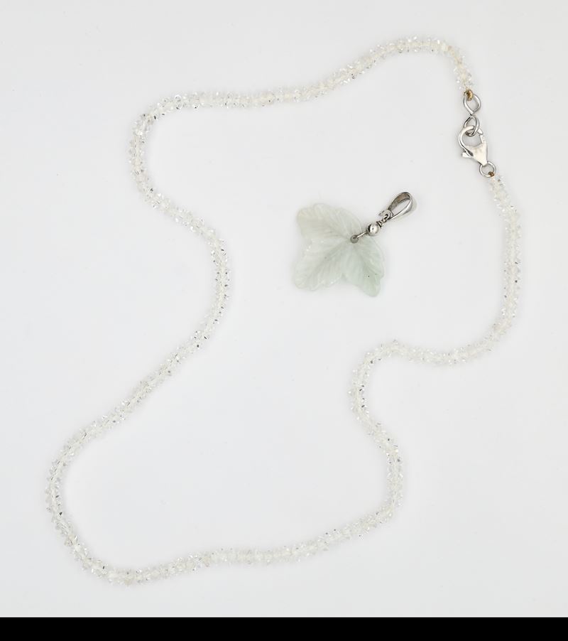 Collana e pendente, argento 925/000 con quarzi