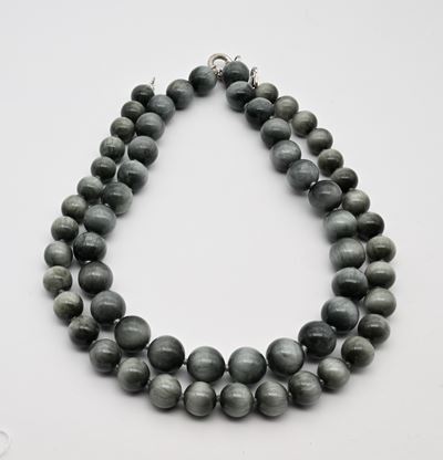 Coppia di collane, quarzo occhio d’aquila e argento 925/000