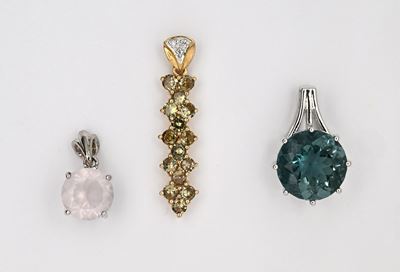 Argento 925/000, Lotto di tre pendenti con pietre semipreziose