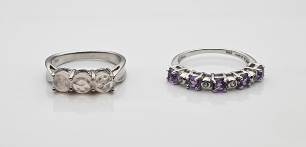 Due anelli a riviera in argento e pietre semipreziose  - Auction Time Auction -  Gems of a Thousand Colors - Casa d'Aste Arcadia