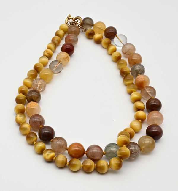Due collane in quarzi multicolor ed argento