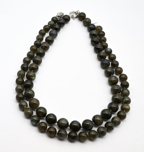 Coppia di collane in labradorite e argento