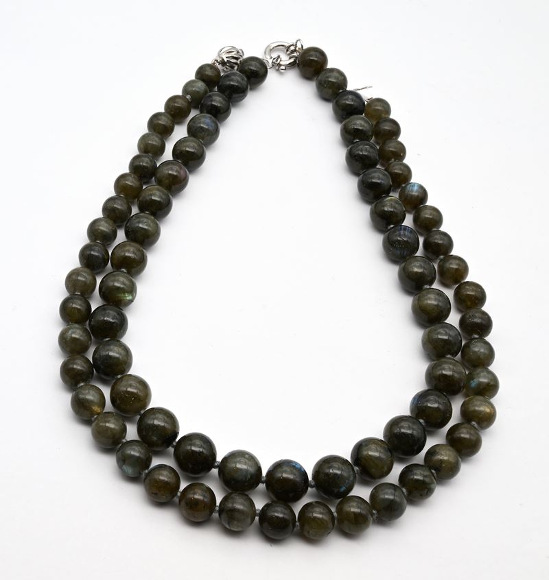 Coppia di collane con labradorite e argento 925/000