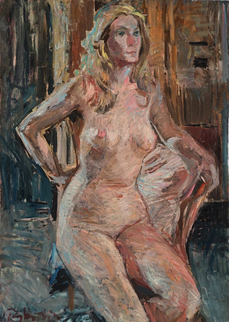 Paulo Ghiglia - Nudo di donna bionda, olio su tela