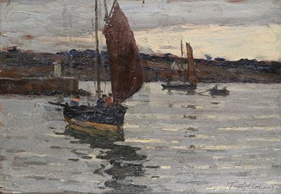 Marina in Bretagna, olio su tavola