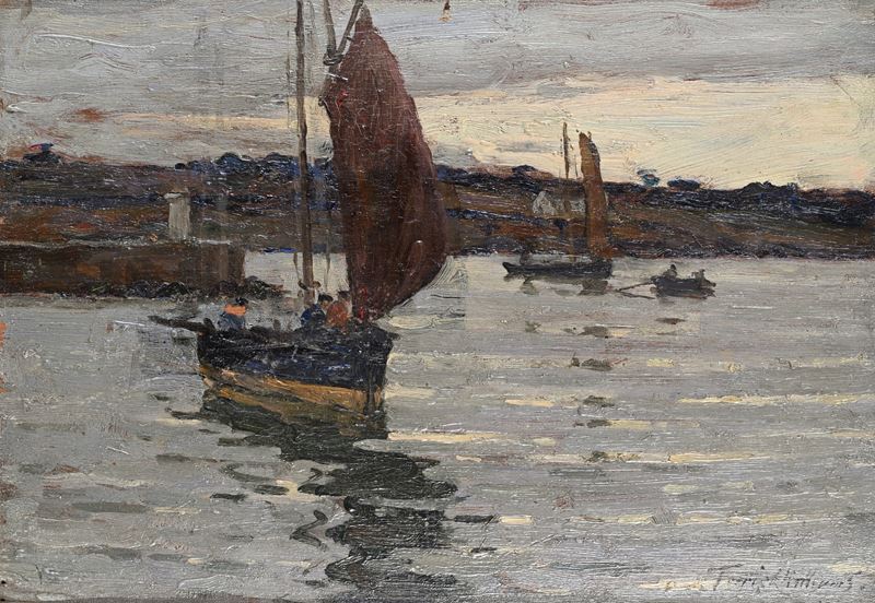 John Terrick Williams - Marina in Bretagna, olio su tavola