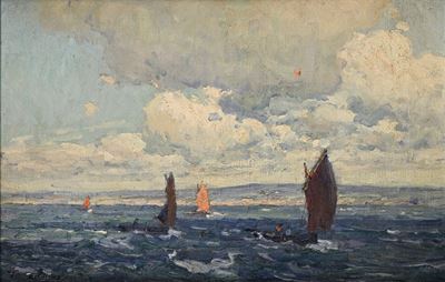 Sailing. Douarnenez. Brittany, olio su tela