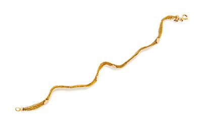 Bracciale in oro giallo a tessuto, basso titolo