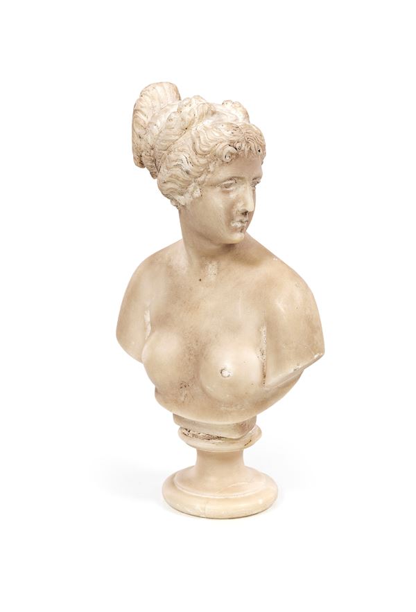 Bustino in marmo bianco raffigurante Venere dei Medici