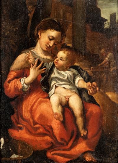 Correggio (Antonio Allegri), Madonna della Cesta, olio su tavola