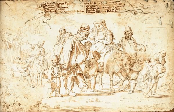 Studio per Pulcinella fugge dalla casa in fiamme