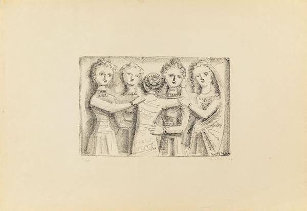 Massimo Campigli : Non è lecito il pianto  (1944)  - Litografia - Asta Grafica Internazionale e Multipli d'Autore - Casa d'Aste Arcadia