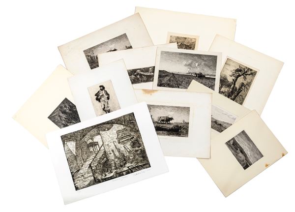 Lotto di undici incisioni