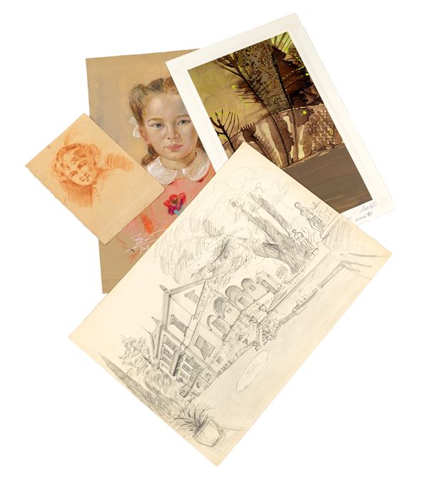 Lotto di quattro disegni  - Asta Asta a Tempo - Antiquariato: Mobili, Arredi, Stampe e Porcellane - Casa d'Aste Arcadia