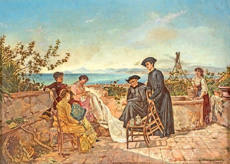Scuola Napoletana del XIX Secolo - La Visita del Parroco