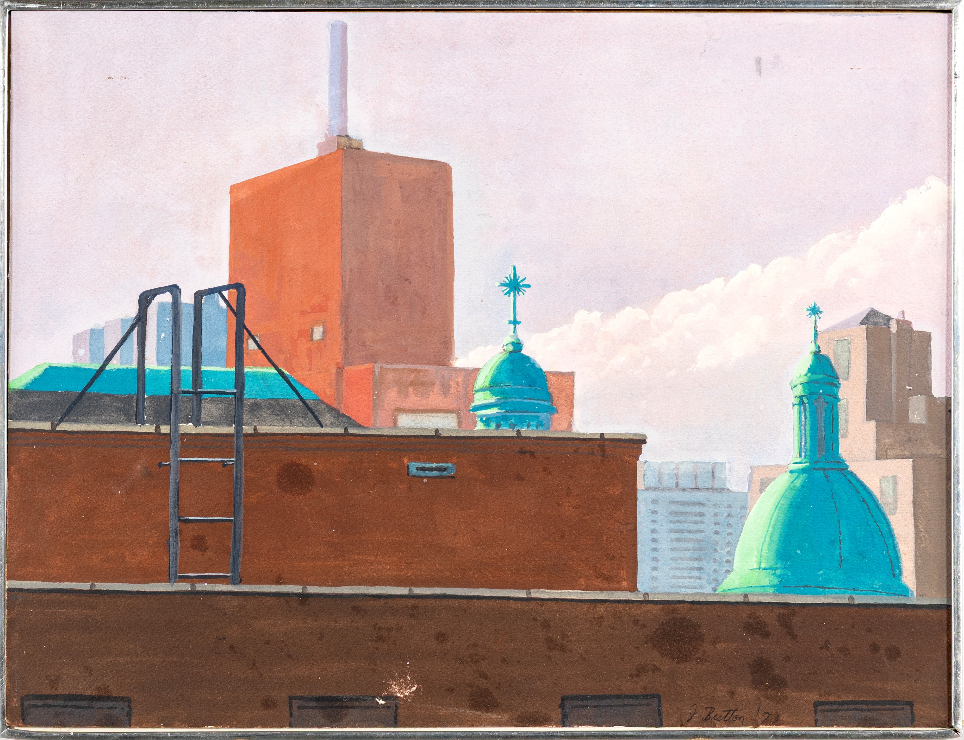 John Button - Hot dawn (ST Jean Baptiste, N.Y), tempera su carta