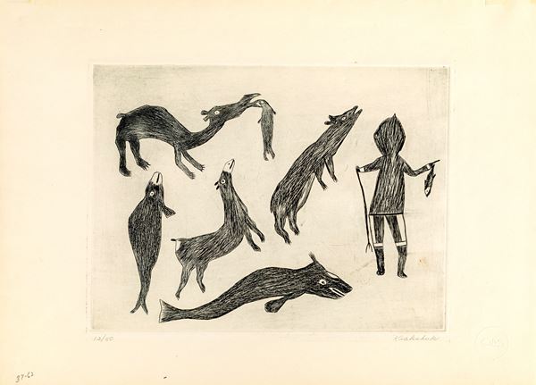 Kenojuak Ashevak : Untitled  - Incisione acquaforte - Asta Grafica Internazionale e Multipli d'Autore - Casa d'Aste Arcadia