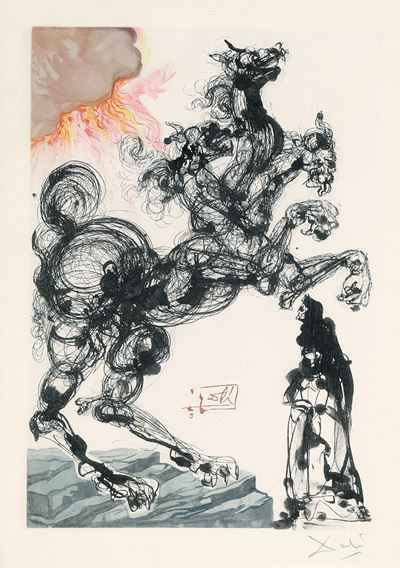 Dalla Divina Commedia, litografia firmata