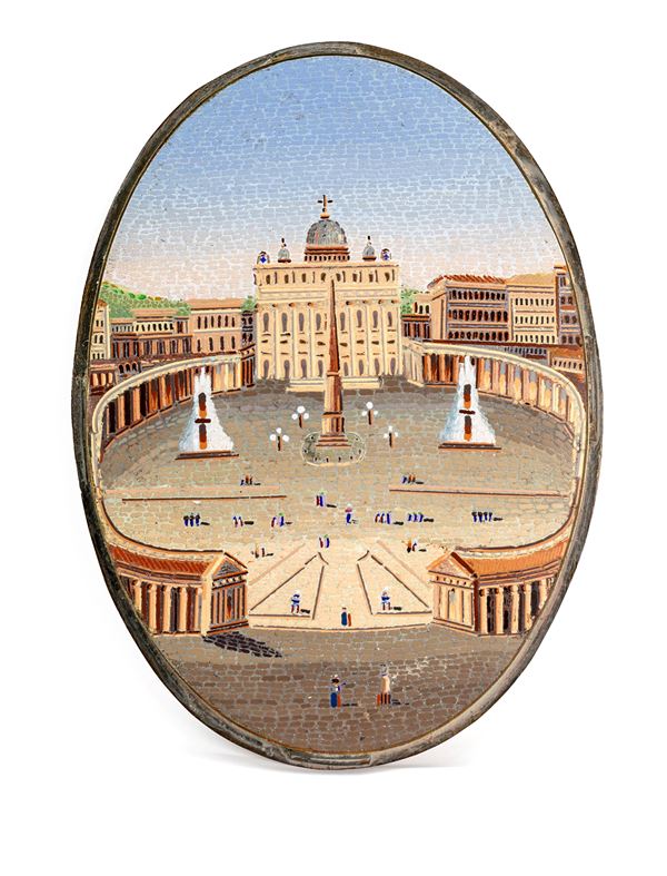 Placca musiva di forma ovale, XX secolo