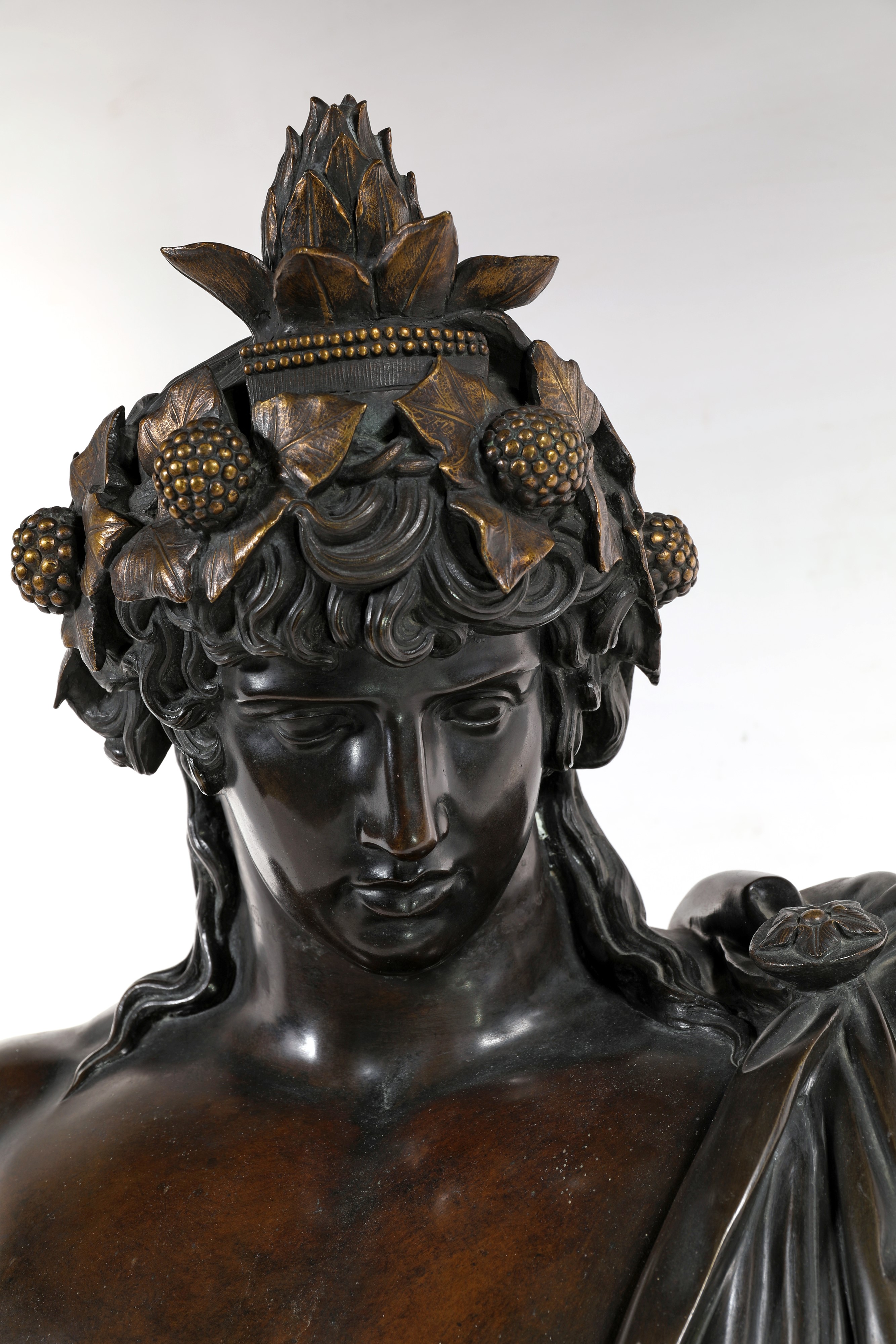 Busto di Bacco, bronzo su piedistallo in marmo