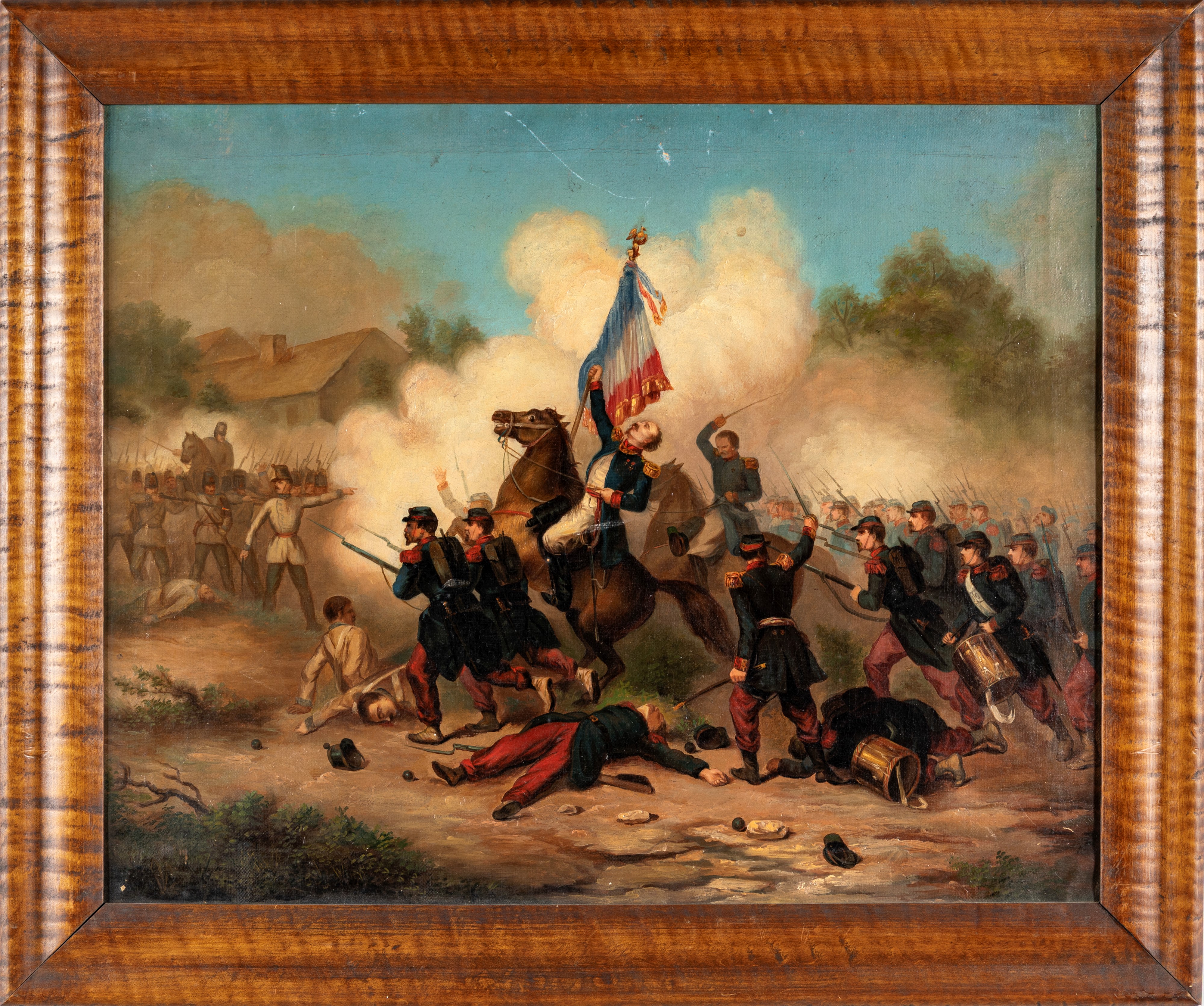 Scuola Italiana del XIX Secolo - Due scene della Seconda guerra di Indipendenza: “Napoleone III a...