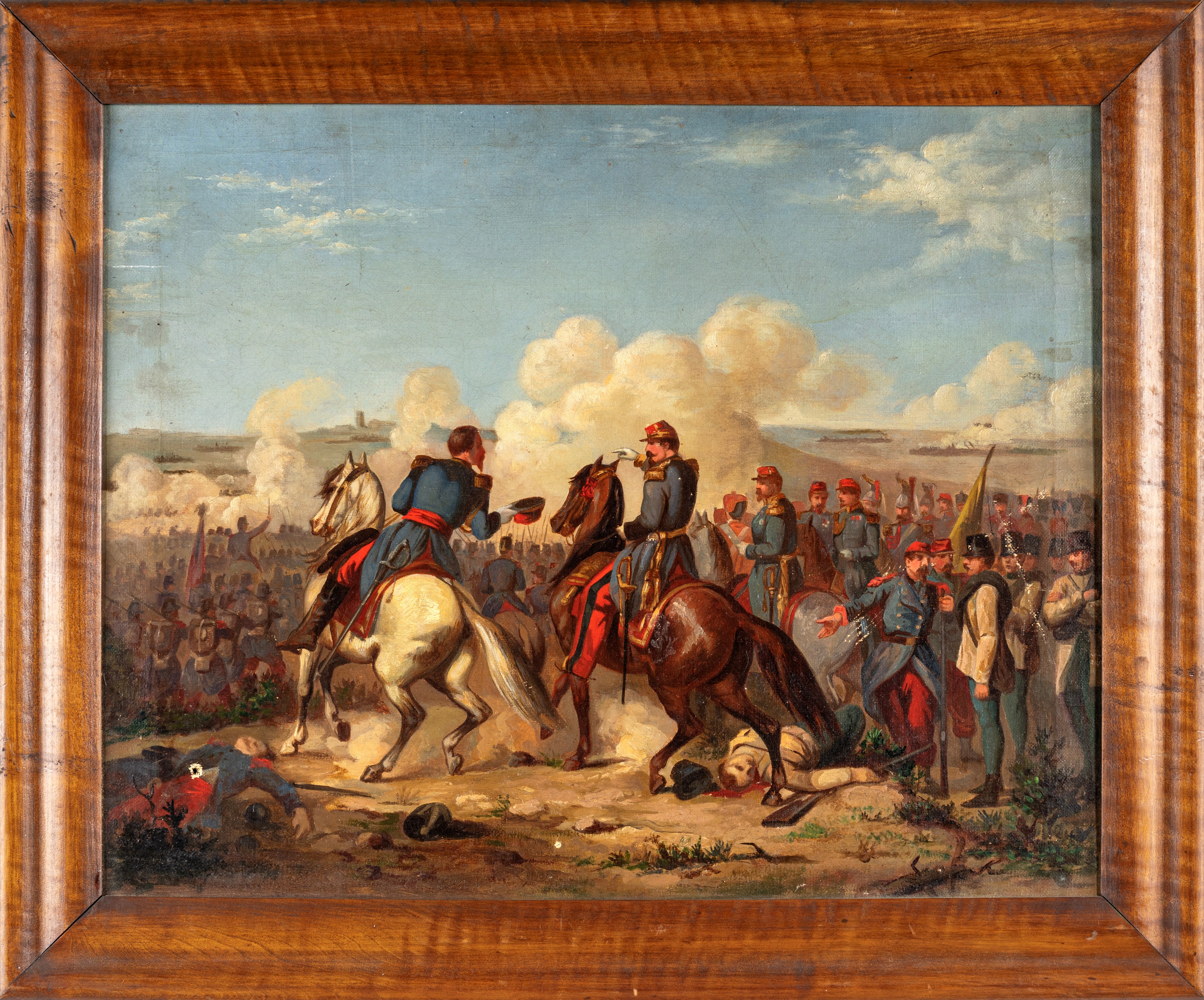 Scuola Italiana del XIX Secolo - Due scene della Seconda guerra di Indipendenza: “Napoleone III a...