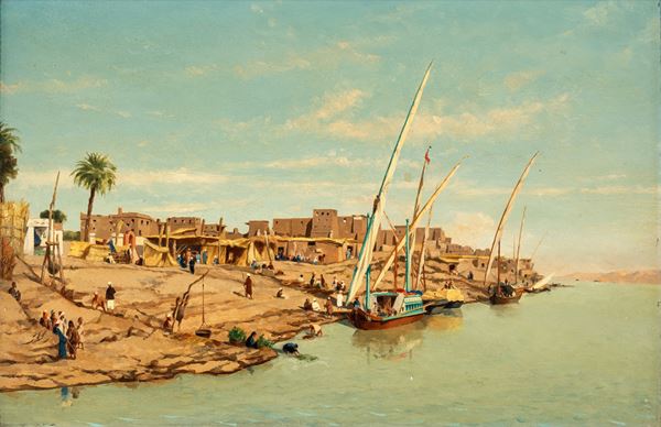 Jean-Baptiste Van Moer - Villaggio sulle rive del Nilo