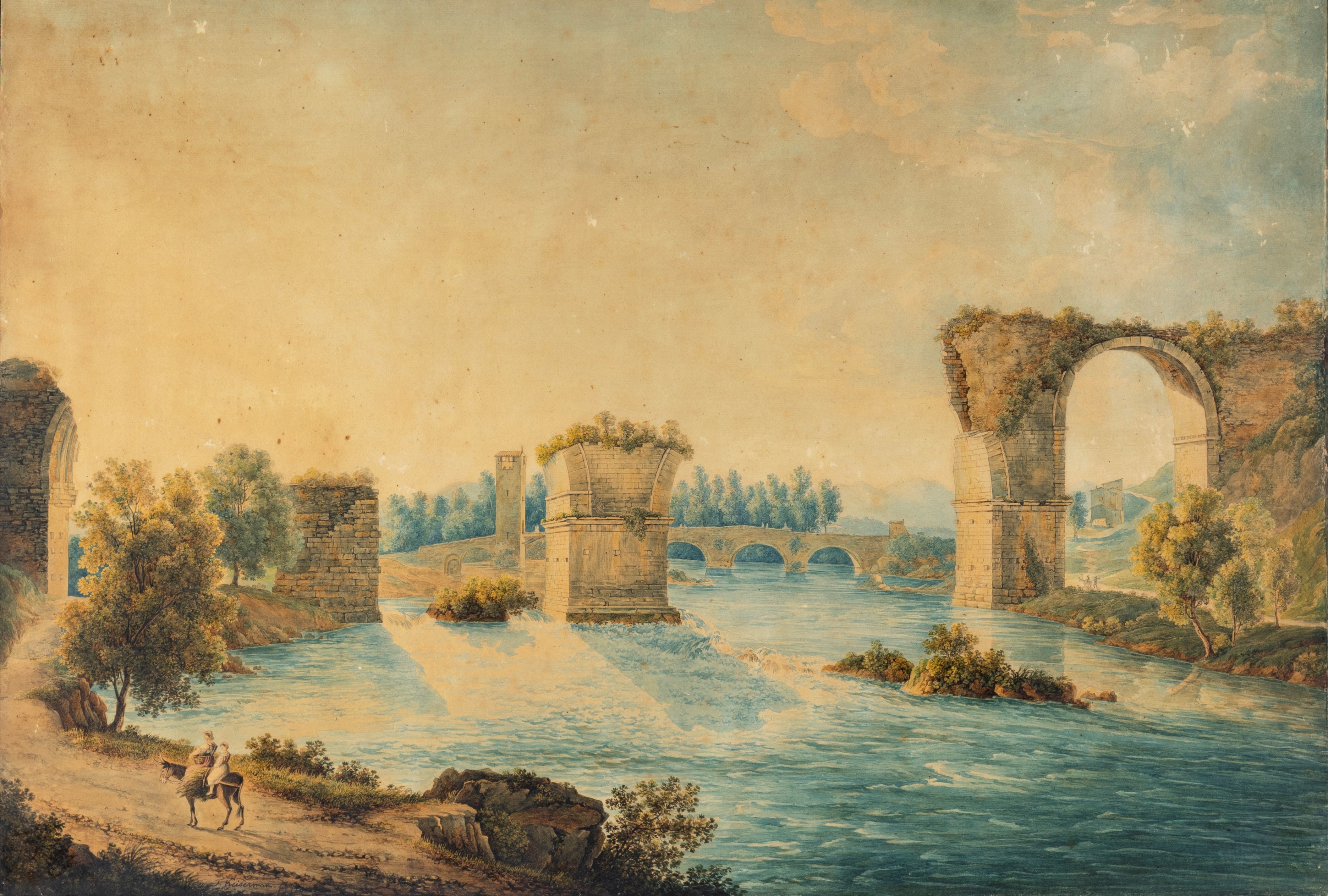Franz Kaisermann - Veduta di Campo Vaccino dal Campidoglio e Veduta del Ponte di Augusto a Narni