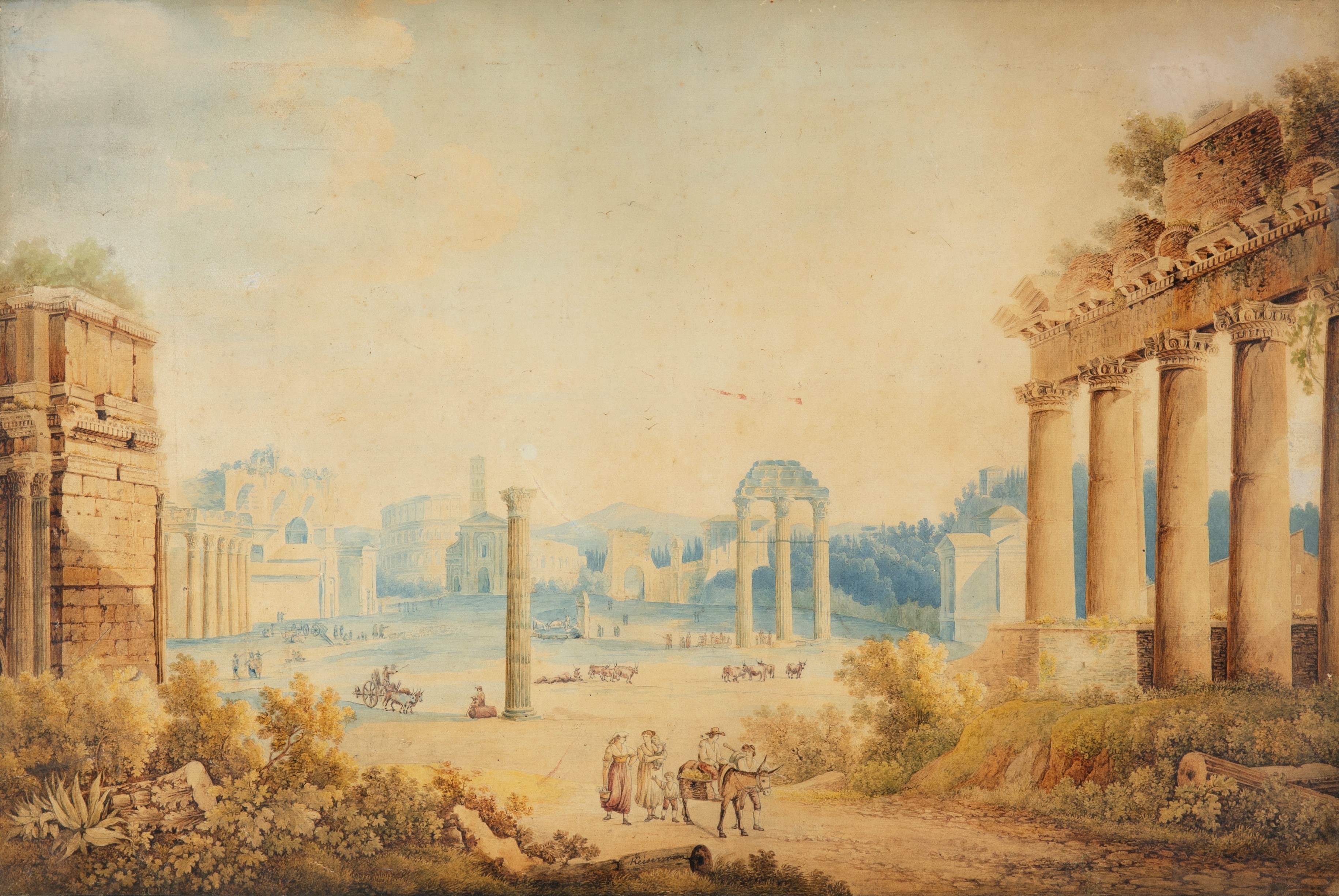Franz Kaisermann - Veduta di Campo Vaccino dal Campidoglio e Veduta del Ponte di Augusto a Narni