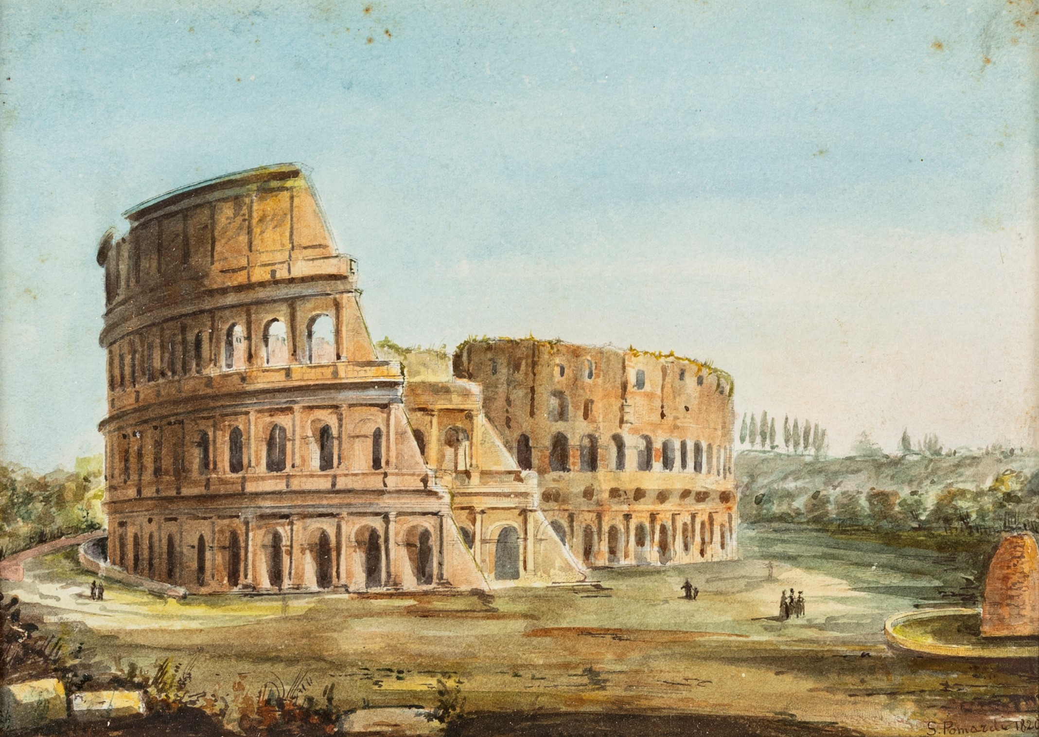 Simone Pomardi - Vedute di Roma: Basilica di San Pietro, Tevere con Isola Tiberina e Ponti Cestio...