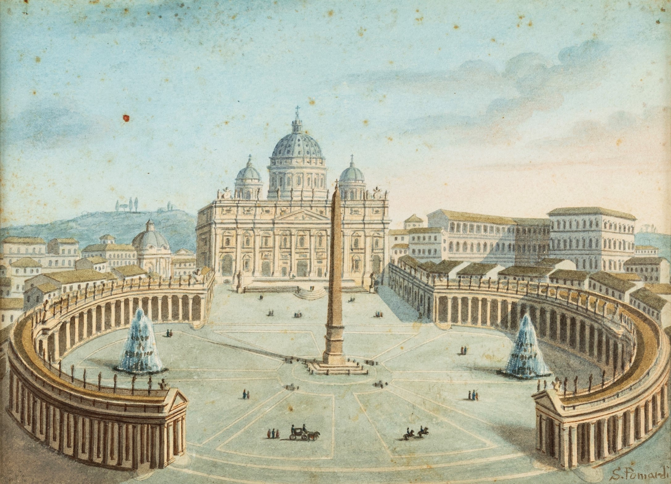 Simone Pomardi - Veduta di Piazza San Pietro e della Basilica Vaticana con l’Arco di Tito