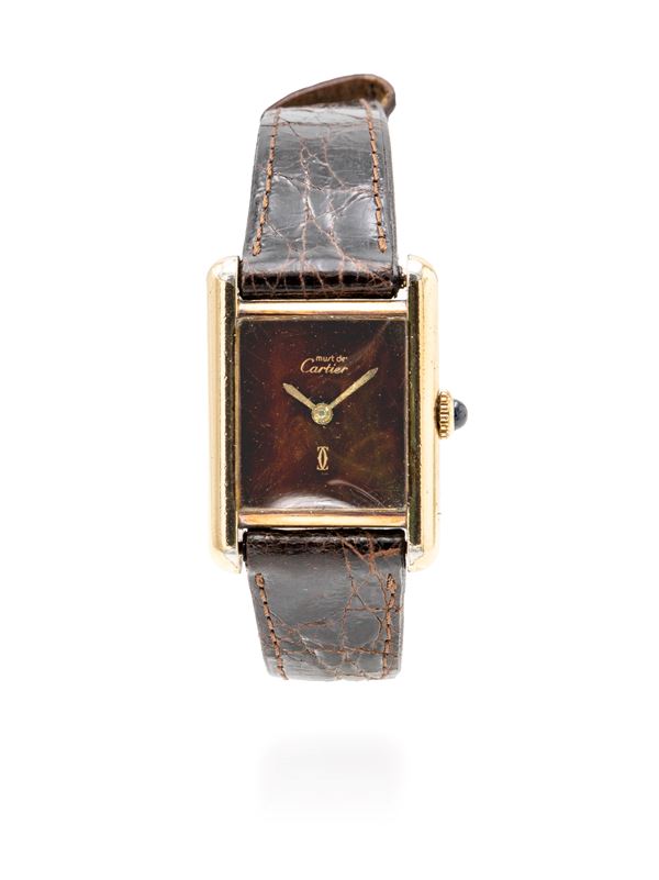 Cartier “Tank” in argento vermeil  - Auction Important Wristwatches and Pocket Watches - Casa d'Aste Arcadia