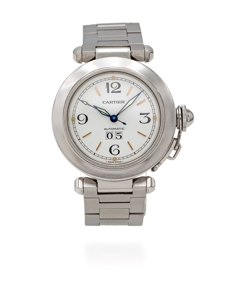 Cartier “Pasha” gran data in acciaio