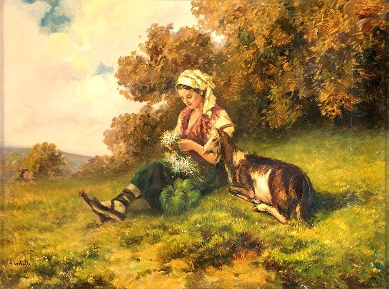 Tito Corbella - Fanciulla con Capretto