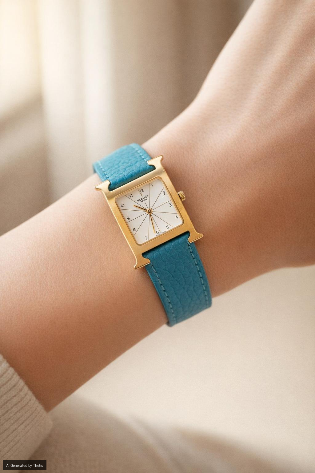 Hermes Paris modello "Heure H" in acciaio placcato in oro