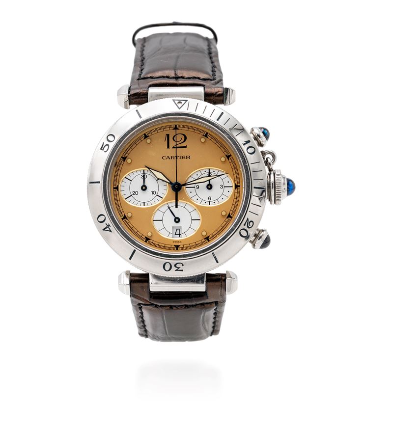 Cartier Pashà cronografo in acciaio