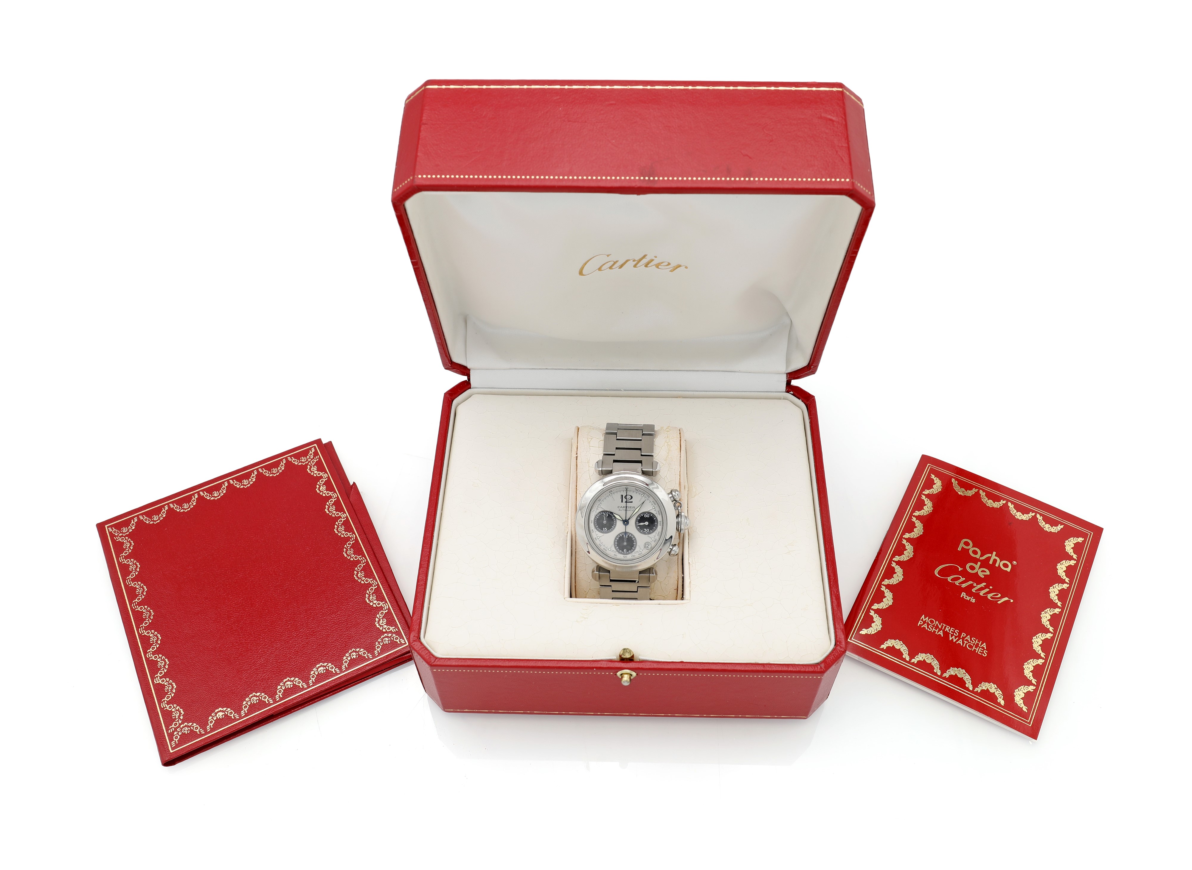 Cartier, Pasha cronografo automatico in acciaio Ref. W31048M7