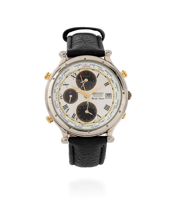 Seiko world timer in acciaio