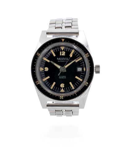 Orologio da polso, Diver “Monvis”, cassa in acciaio e ghiera in bachelite