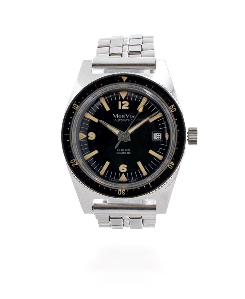 Orologio da polso, Diver “Monvis”, cassa in acciaio e ghiera in bachelite