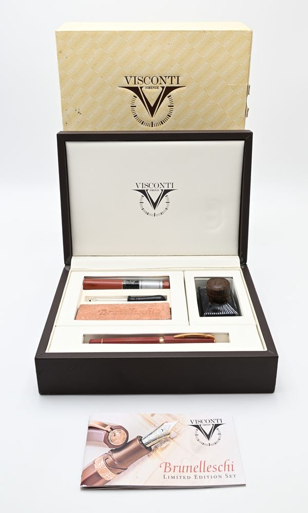 Visconti Brunelleschi - Penna stilografica in cotto fiorentino con particolari placcati in oro rosa. In edizione limitata 295/388