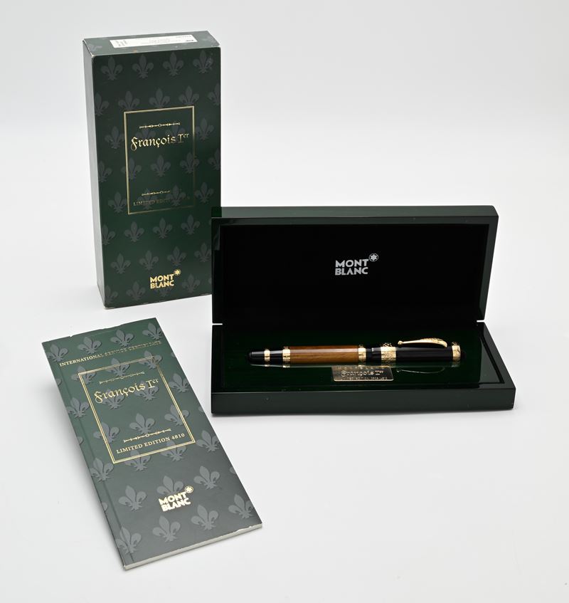 Montblanc, Patron of Art Francois Ier — penna stilografica in resina con finiture in oro giallo p...