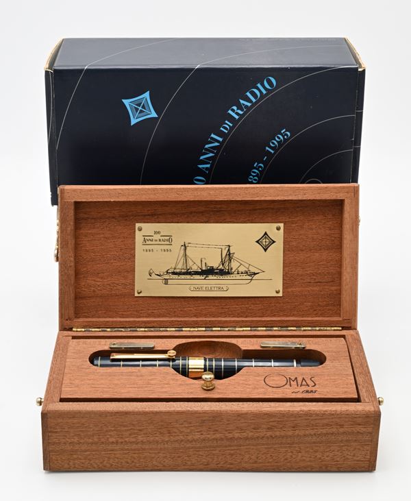 Omas Marconi 100 anni di Radio - Penna stilografica in argento 925/000 con particolari dorati. In edizione limitata 1.410/2.800
