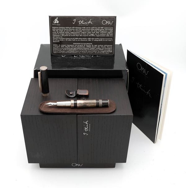 Omas Charles Darwin - Penna Stilografica a stantuffo in argento massiccio 925/000 e legno. Limited edition 0016/1.000
