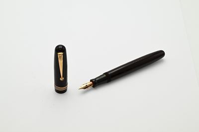 Penna stilografica vintage Swan Self-Filler 3350, celluloide con particolari dorati
