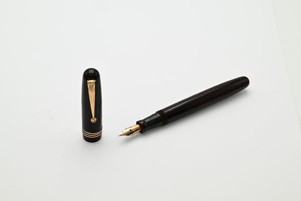 Swan Self-Filler 3350 - Penna stilografica vintage in celluloide con particolari dorati 