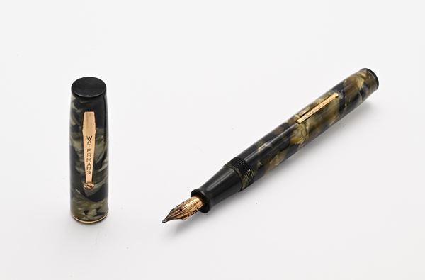 Waterman Ideal - Penna stilografica vintage in celluloide con particolari dorati
