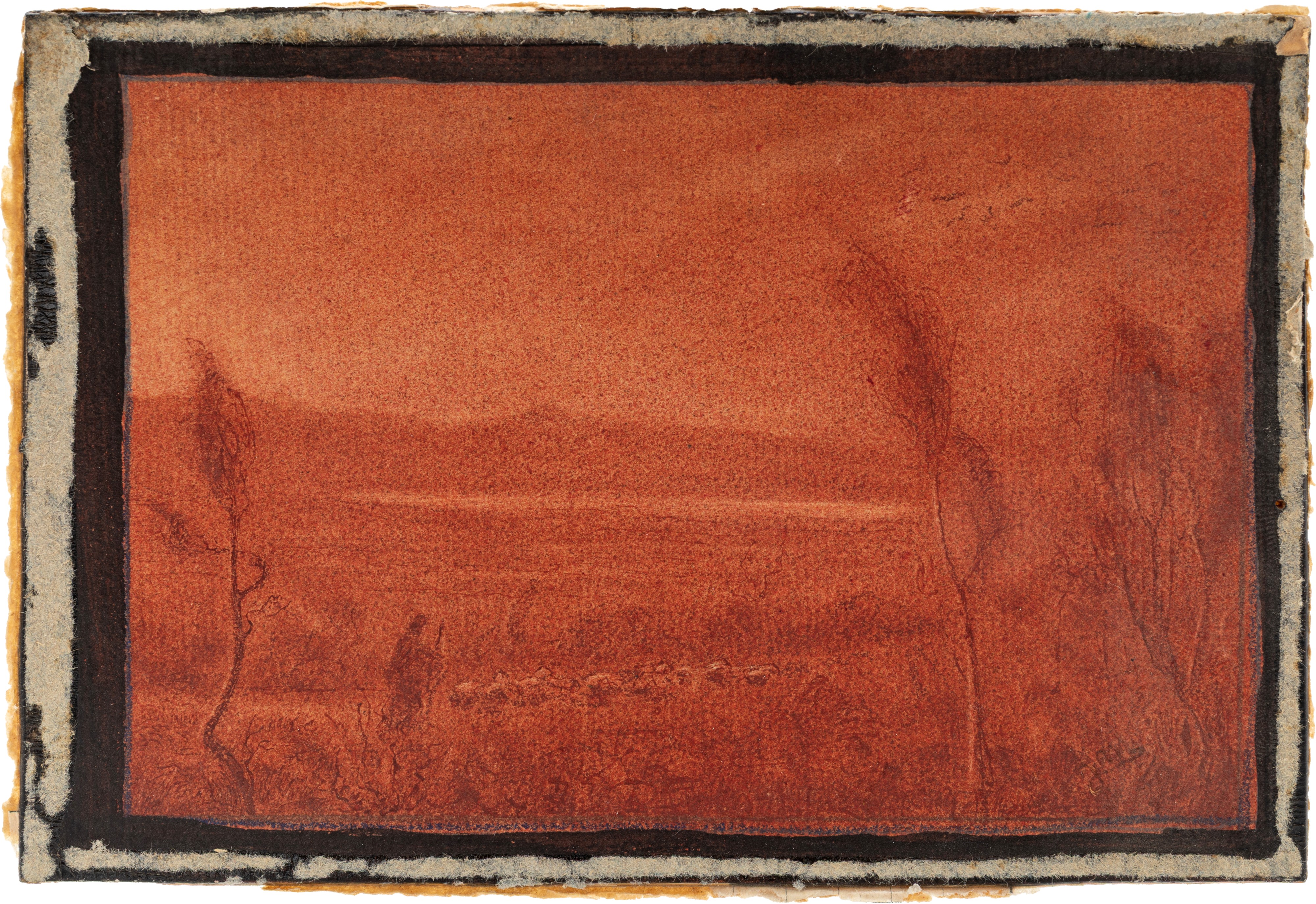 Filiberto Minozzi - Coppia di piccoli paesaggi di campagna (sanguigne su cartoncini), 1902